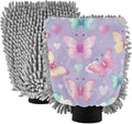YETTASBIN Butterfly 2PCS Car Wash Mitts, Ultra Absorbent Chenille Microfiber Car Washing Gloves, Scratch-Free Lint-Free Auto Cleaning Mitt, Machine Washable Elastic Cuff Car Wash Sponge