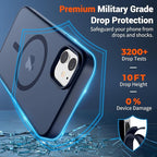 SUPFINE Magnetic for iPhone 12 Case/iPhone 12 Pro Case with Screen Protector (Compatible with MagSafe)(Military Grade Drop Protection) Translucent Matte Shockproof Phone Cover,Dark Blue