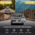 Fitcamx Front 2K+Rear 1080P Dash Cam Adapts for Hyundai Ioniq 5 2025-2026 (7 Vents/HD2-Ni000) & 2025 Ioniq 5 N, OEM Style, Dual HD Video, WiFi & APP, Loop Recording, G-Sensor, Easy to Use, 64GBCard