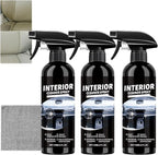 Multipurpose Interior Car Cleaner, Car Cleaning Kit, Upholstery Cleaner for Leather, Vinyl, Dashboard, Removes Dirt, Grease and Stains, Restores Gloss, Refreshed Scent (3Pcs)