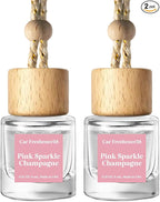 C Classy Hanging Car Air Freshener 2 Pack, Pink Sparkle Champagne Essential Oil Diffuser, Long-Lasting Fragrance, Cute Glass Bottle Car Accessories for Women & Men, Made in USA