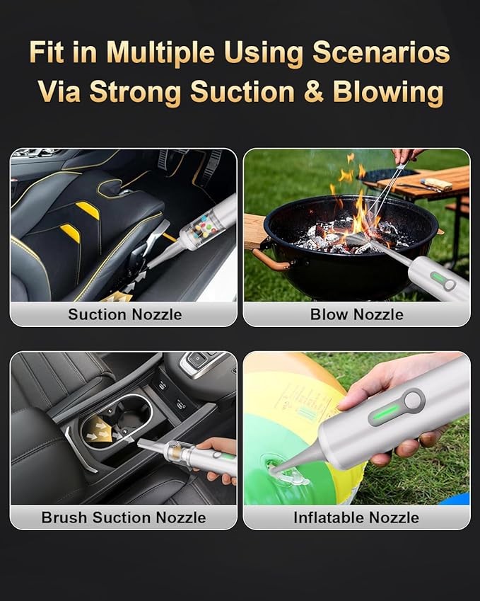 MARTISAN Portable Car Vacuum, Versatile 4-in-1 Vaccum, 20,000Pa Suction Power, 3 Sunction Modes, Lightweight, Up to 30 Min Runtime, Quick Charging for Desk, Keyboard, Car, White