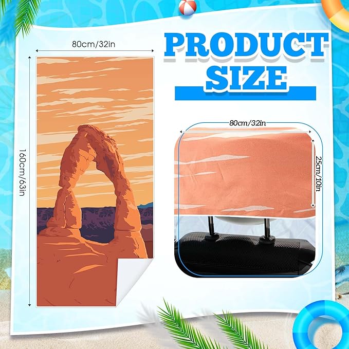 Hahafelt 2 Pack Car Seat Towel Covers with Storage Bag, 63 x 32 Inch Universal Non Slip Waterproof Sweat Protector for Car Truck, Gym Swimming Running, Machine Washable (Arch)