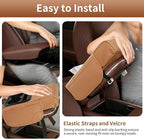 5-in-1 Car Armrest Cushion, Multifunctional PVC Leather Center Console Armrest Pillow Elbow, Universal Arm Box Pad Cover with Cup Holder, Phone Slot, Tissue Box Slot & 2 Storage Bags, Grey