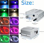 AZIMOM Bluetooth Control 10W RGBW Twinkle Fiber Optic Lights Star Ceiling Light Kit 200pcs*0.03in*6.5ft Fiber Cables Sound Activated APP/Remote Light Engine Car Use Home Interior Lighting Deco