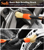 YeewayVeh 4PCS Car Wheel Brush Kit, Microfiber Wheel Cleaner Brush with Boar Hair Detailing Brush, Bendable & Durable Wheel and Tire Brush Kit for Cleaning Wheels, Tires