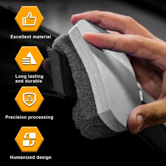 2 PCS Tire Shine Dressing Applicator Pad, Washable Hex Logic Car Detailing Foam Sponge with Easy Grip, Soft Tire Trim Applicator Pad for Car Glass, Porcelain and More (Gray)