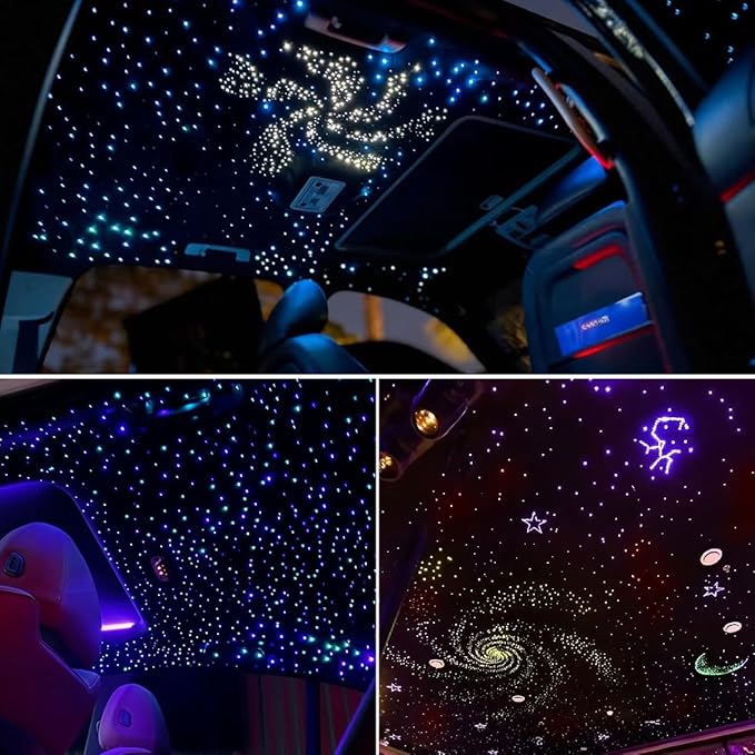 AKEPO 36W 4 Color Twinkle Fiber Optic Starlights Headliner Lights Kit, Optical Fibers Music Sync Bluetooth APP Control Starlight Kit, 1500pcs*13.1ft