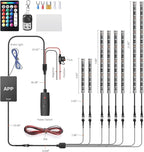 Motorcycle LED Underglow Kit, icicar 8 Pcs APP/RF Control Multicolor Motorcycle LED Light Kit with Brake Turn Signal, IP68 Waterproof & Music Sync Ambient Light for Motorcycles