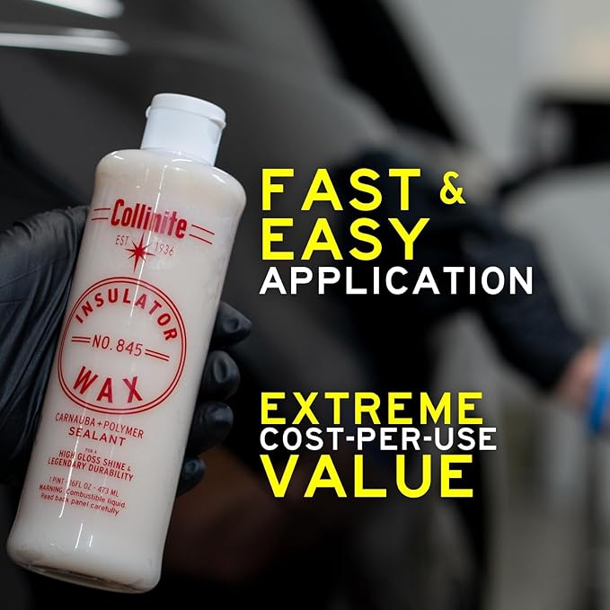 Collinite 845 Insulator Wax-Easy to Use Carnauba+Polymer Wax Sealant-High Gloss Shine+Durable Hydrophobic Beading & Long Lasting Paint Protection for Cars/Boats/Trucks/RVs & Motorcycles (16 fl oz)
