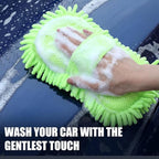 3 Pack Chenille Premium Scratch-Free Microfiber Wash Mitt Car Wash Sponges, Non-Scratch Car Cleaning Sponge Mitts, Ultra-Soft Glove, Swirl-Free Finish, Safe for Trucks, Suvs(Lime Green)