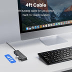 4-Port USB 3.0 Ultra-Thin Data Hub, High-Speed USB Port Expander for Laptop, MacBook, iMac, Surface Pro, XPS, Flash Drives, Mobile HDD, Printers, and More (Slim USB Hub - 4 ft)