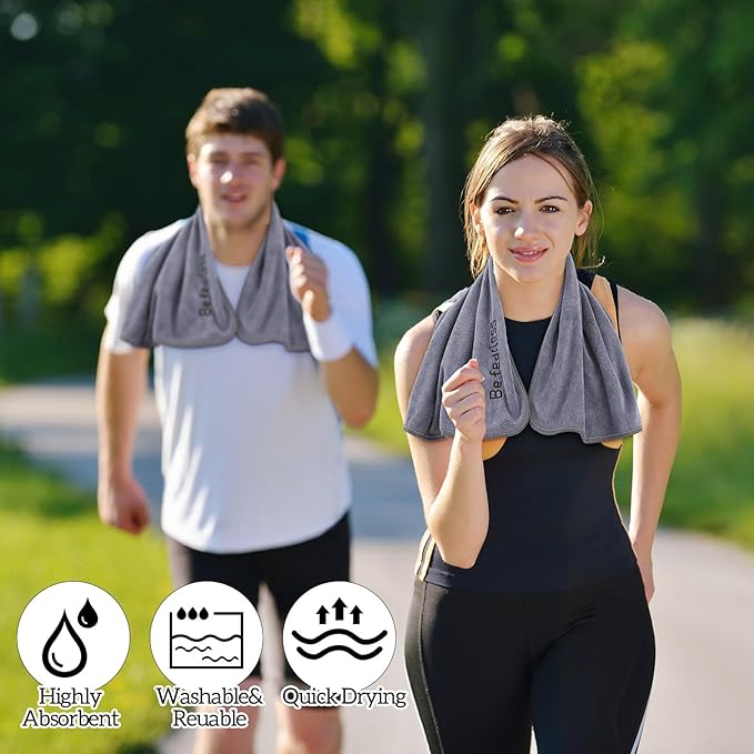 Hahafelt 2 Pack Car Seat Towel Cover and Athletic Running Towel with Storage Bags, Sweat Washable Gym Seat Protector Non Slip for Dog Pet Workout Running Outdoor Sport Activities(Pure Gray)