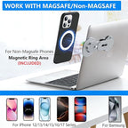 Magnetic Phone Holder for Laptop, MagSafe Laptop Phone Mount for iPhone 17/16/15/14/13/12 & All Phones, 180°Adjustable, Magnetic Phone Holder for Tesla Monitor (Silver)