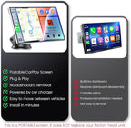 Portable CarPlay Screen for Car,Car Stereo with Apple CarPlay & Android Auto,Incell Touch Screen,4K Dash Cam,1080P Backup Camera,Mirror Link, Voice Control, Bluetooth 5.3,GPS,FM (9 Inch)