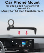 Car Phone Holder for 2025 2026 KIA Carnival/Carnival EV Accessories Apply to 12.3 Inch Touch Screen Fixed Clip Magnetic Cell Phone Mount Hands-Free 360 Degree Rotation