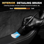 7PCS Car Detailing Brush Set,Boars Bristle Car Cleaning Detail Brush kit,Ultra Soft No Scratch Car Dust Brush,Car Interior Detailing Brushes Kit,Detail Brush Car Detailing for Interior Exterior(black)