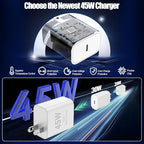 10ft iPhone 17 16 15 Charger, 2Pack 45W USB C Fast Charging Block and Long Type C to C Cable Cord,Wall Plug Adapter Cube Brick for Apple iPhone 17 Pro Max/17 Air/16e/16 Pro/15 Plus/iPad,Samsung Galaxy