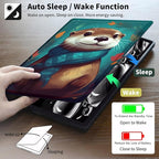 Case for Kindle Scribe,360 Degree Rotating Swivel PU Leather Stand Flip Folio Cover with Auto Wake/Sleep for Amazon Kindle Scribe Cover 10.2 Inch (2024/2022 Release),Cute Otter Green