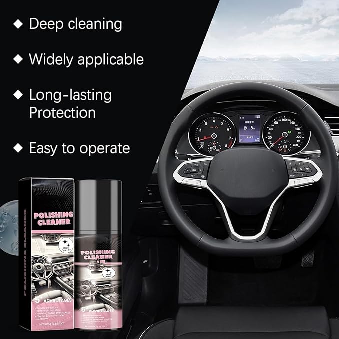 Instant Shine & Protection Car Interior Polisher, Suitable Car Interior Polishing Spray, 2026 Polishing Cleaner Cars Interior, Interior All Purpose Cars Cleaner for Rubber, Leather (1pcs)