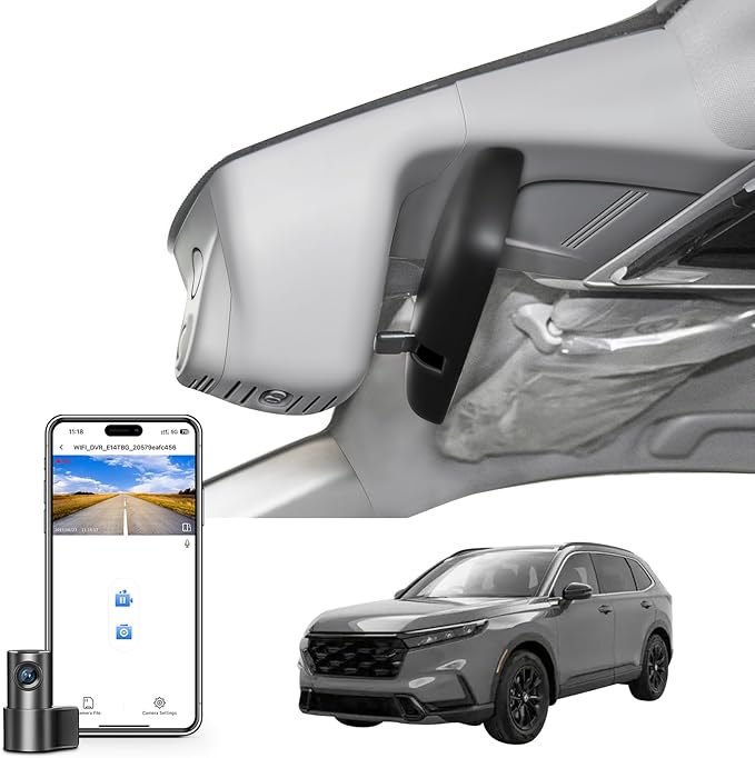 mangoal 4K Front & 2K Rear 2 Channel HDR Dash Cam, Dual STARVIS 2 IMX678 IMX675, Custom Fit for Gen6 CR-V & CR-V Hybrid 2023-2026(Gray)(Model B), 5GHz WiFi, GPS, 128GB Card