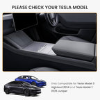 BANKKY Center Console Organizer for Tesla Model 3 Highland 2024-2026 & Model Y Juniper 2025-2026, 2PCS Armrest Storage Tray with Anti-Slip Liner, ABS Black Tesla Accessories