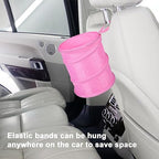 Car Trash Can, 2 Packs Mini Collapsible Car Trash Bin for Front Back Seat, Pop up Garbage Can, Portable Bag Hanging for Vehicle SUV Rv Truck Accessories Interior, Pink