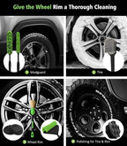 YeewayVeh 8PCS Ultimate Wheel and Tire Brush Kit | 2-Size 360° Bendable Rim Brushes, Boar Hair Detailing Brush, Tire Shine Applicators & Microfiber Towel | Complete Scratch-Free Cleaning & Shining Set