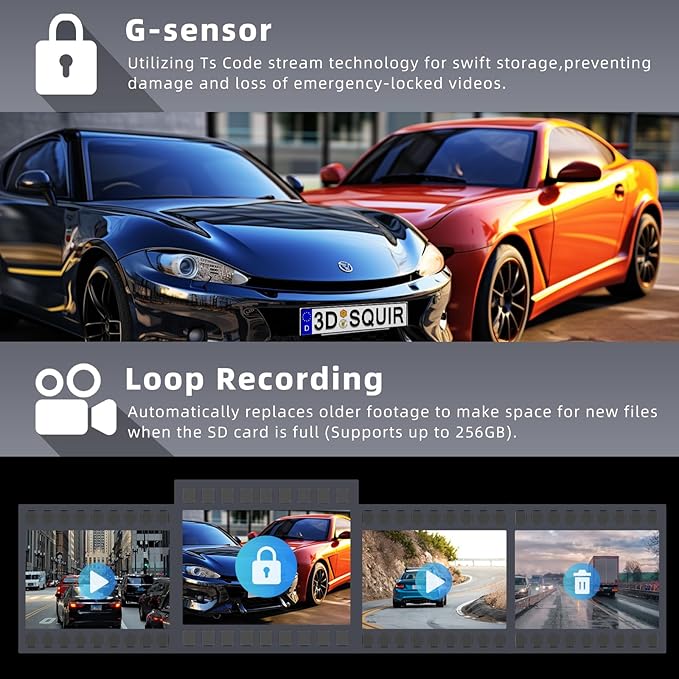 Dash Cam Front and Rear, 4K+1080P WiFi Mini Car Camera with App Control, 170° Wide Angle Dual Dashcam, Night Vision