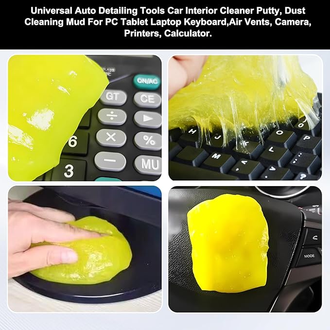 Car Cleaning Gel Clean Putty, Universal Auto Interior Cleaner Slime, Auto Detailing Tools Accessories for Cleaning Vehicle Interiors/Electronic Products/Homes/Offices, Gifts for Men Women (Yellow)