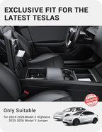 BASENOR 2026 Tesla Model Y Model 3 Center Console Organizer Tray, Cup Holder Armrest Hidden Storage Box for 2025 2026 Model Y Juniper 2024 2025 2026 Tesla 3 Highland