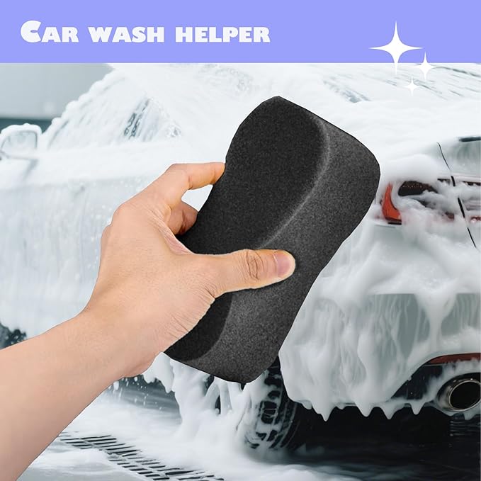 Professional 8-Shaped Car Detailing Sponge, Extra Large Thick Cell Foam Pad for Safe Waxing, Washing, And Drying Effectively Adsorb Dust Particles，Long Lifespan Without Deformation (Black 3PC)