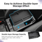 LUWU Center Console Organizer Compatible with Subaru Crosstrek & Impreza 2024-2026 Accessories Armrest Console Secondary Storage Box Insert Tray ABS Material with Coin Holder Black