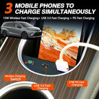 Wireless Car Charger for Toyota Sienna 2021-2023, 15W Fast Charging Phone Charger Holder for 4th Gen Toyota Sienna Accessory with 27W USB-A & Type-C for iPhone 14 13 12 Mini Pro Max 11 XS X