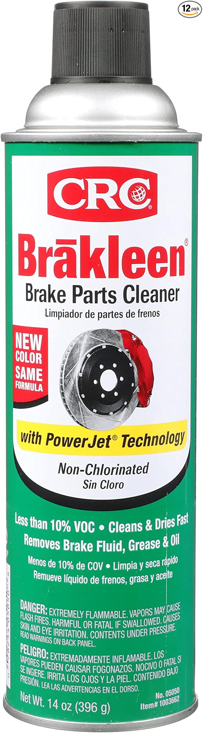 CRC (05050-12PK) Brakleen Non-Chlorinated Brake Parts Cleaner with PowerJet Technology - 14 oz., (Pack of 12)