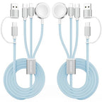 2Pack Travel Essentials,3 in 2 USB C Cable for Apple Watch Charger,iPhone Charger,Multi Charging Cable,Cruise Vacation Camping,Portable for iWatch Series 11-2/Ultra/SE & iPhone 17-12,Car,Blue