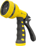 AUTOMAN-Garden-Hose-Nozzle,ABS Water Spray Nozzle with Heavy Duty 7 Adjustable Watering Patterns,Slip Resistant for Watering Plants,Lawn& Garden,Washing Cars,Cleaning,Showering Pets - Yellow