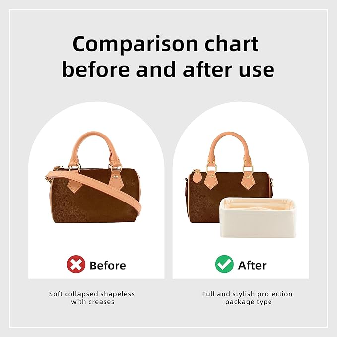 DGAZ Silk Purse Organizer Insert Fits LV Speedy 16/20/25/30/35/45 bags，Silky Smooth Bag Organizer，Luxury Handbag & Tote Shaper（Craie，New nano 16）