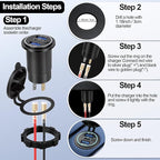 12v usb charger, PD 20W USB-C Power Socket and 18W QC3.0 Socket Waterproof Power Outlet 12V/24V with Power Switch 12V USB C Outlet for Car Golf Cart Boat Marine Bus Truck RV Marine Motorcycle etc.