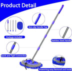 WillingHeart 63" Car Wash Mop Brush Tool Mitt with Long Handle Length More Suitable for Washing American Cars Truck, SUV, RV, Trailer, 2 in 1 Chenille Microfiber Duster Not Hurt Paint Scratch Free