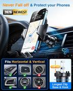 VANMASS Phone Holders for Your Car Ultimate Military-Grade Car Phone Holder Mount【Patent & Safety Certs】Upgraded Shockproof Truck Air Vent Phone Mount for iPhone 17 Pro Max 16 Samsung Android,Silvery