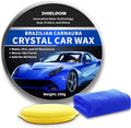 SHIELDOM Car Wax Polish Ceramic Coating Carnauba Wax Extra Gloss Paint Sealant Polishing Long Lasting Shine Hydrophobic for Cars, Trucks, SUVs, RVs with Microfiber Towel & Applicator Pad - 3.5oz/100g