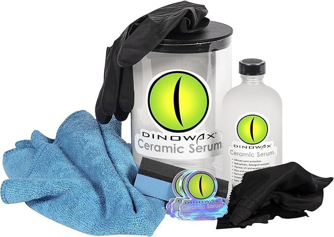 Dinowax - Ceramic Serum Kit, Ceramic Coating, Detailing Kit, Car Detailing Supplies, Protect Collection, 4 Oz Serum with Application Accessories