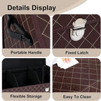 Trunk Organizer with Lid for Car Foldable Storage Box Heavy Duty PU Leather Cargo Organizer for SUV Sedan Waterproof (Brown, Large)