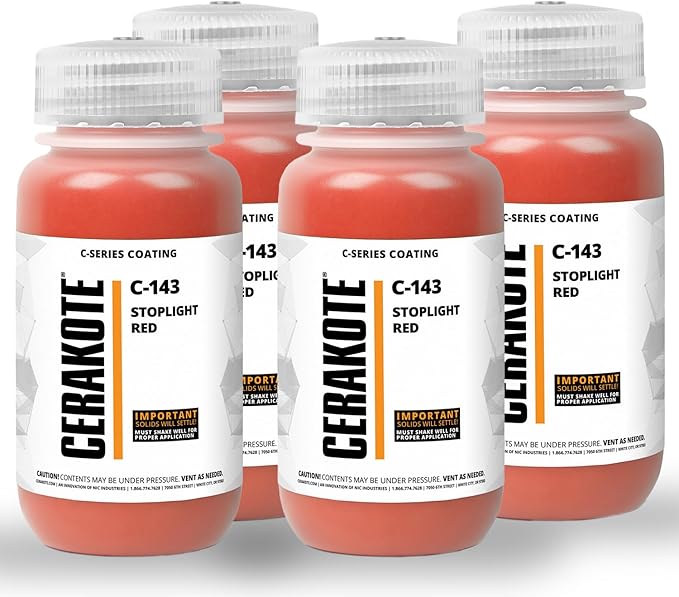 CERAKOTE® (AIR Cure C-Series Stoplight RED (128oz) |C-143G|-Our Ceramic Technology Combines Performance with Color on All- Metals, Polymers + More