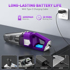 Handheld Vacuum Cordless, 15000PA Powerful Suction Car Vacuum Cleaner Lightweight with Multi Accessories, Hand held Vacuum Cleaner Cordless Rechargeable for Car Home