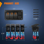 Nilight 3 Gang Rocker Switch Panel with PD Type C and USB Charger Voltmeter 12V SPST ON Off Toggle Switches with Orange Backlit Waterproof Aluminum for Boats Cars RVs Trucks