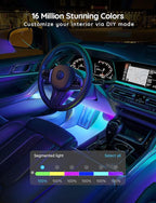 Govee Car LED Strip Lights, Smart RGBIC Interior Car Lights with APP Control, 4 Music Modes and 16 Million Colors, 2 Lines Design LED Lights for Car Decor, DC 12V