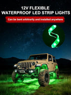 YM E-Bright 4Pcs Led Strip Lights for Car 24inch Waterproof IP68 Car Underglow Strip Lights Decoration 36SMD 12V Led Interior Exterior Lights Strip for Cars Motorcycles Truck Golf Cart Boat - Green