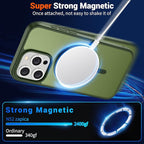 SUPFINE Magnetic for iPhone 15 Pro Case (Compatible with MagSafe) (Military Grade Drop Protection) Translucent Matte Shockproof with Anti-Fingerprint Phone Case,Cangling Green